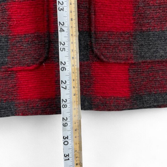 Woolrich Wool Blend Hooded Mid Weight Duffle Coat Jacket Red Plaid Women's Small - Picture 9 of 10